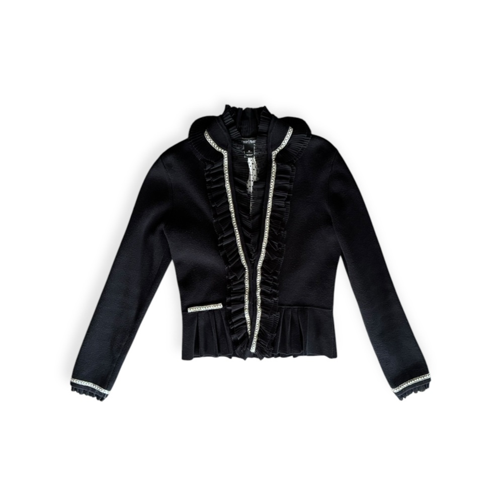 White House Black Market blazer ruffles medium business office Retro cardigan - Picture 9 of 14